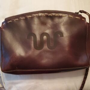 King Ranch Brown Leather Crossbody Bag With Adjustable Strap.